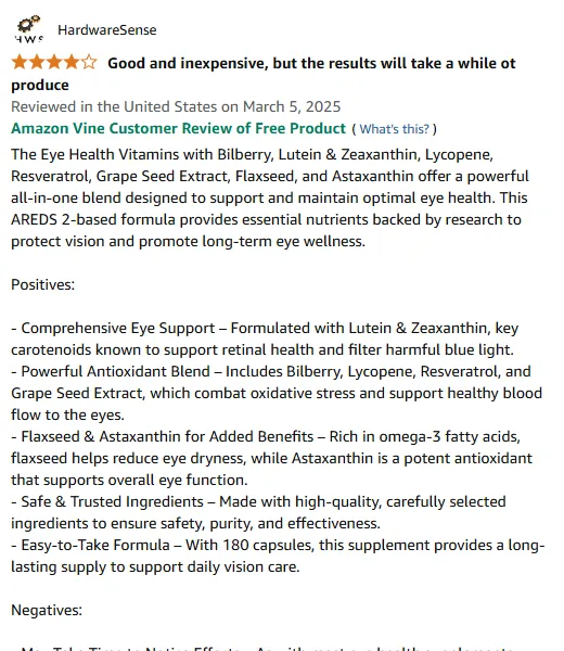 AREDS 2 Eye Vitamins: Antioxidant Blend for Vision Support