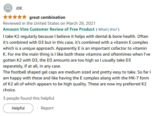 MK-7 K2 + Vitamin E Complex for Bone & Dental Health