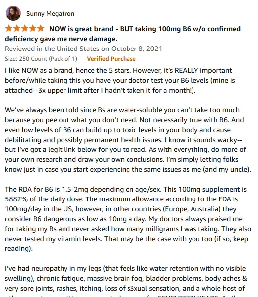 B6 Toxicity Risks: My 100mg Supplement Nightmare