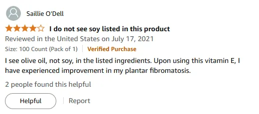 Vitamin E with Olive Oil Eases Plantar Fibromatosis