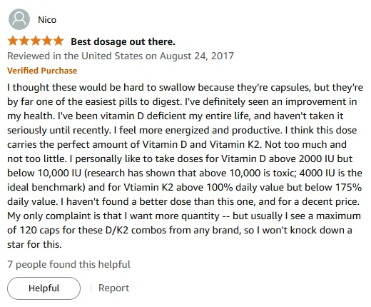 Best Vitamin D3 K2 Combo: Easy-Swallow Capsules with 4000 IU Dose